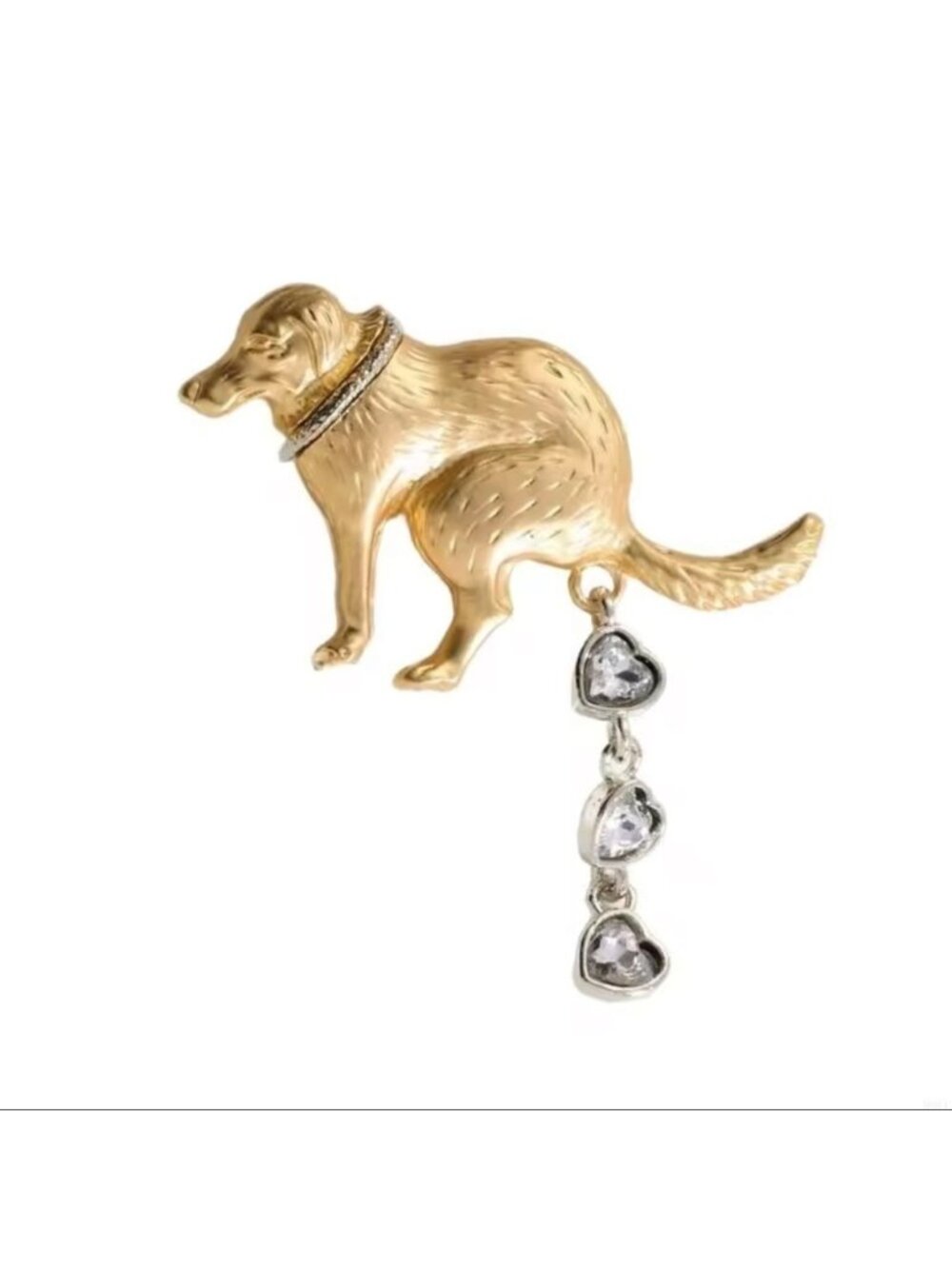 Pooping Gold Dog Brooch